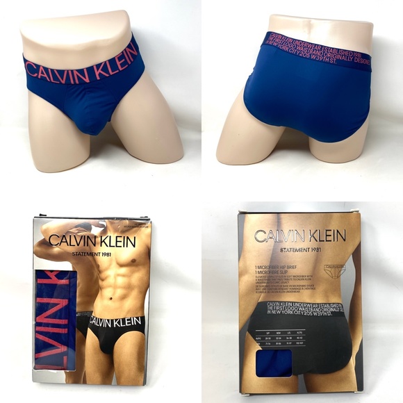 Calvin Klein Other - Calvin Klein 1 Pack Men Size Underwear NB1701412  Microfiber Hip Brief Blue Logo